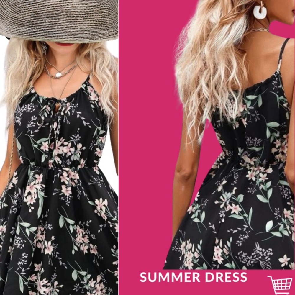 Floral Print Tie in the front Cami Dress